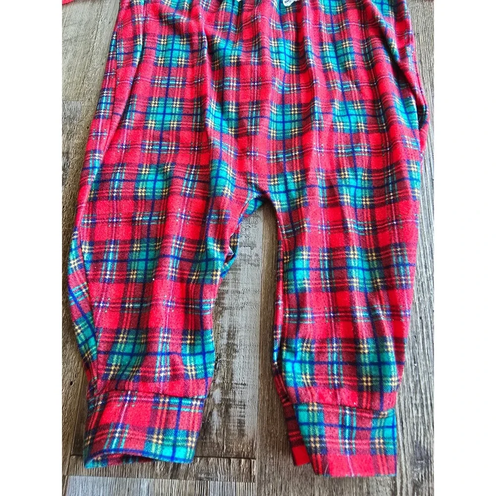 Vintage 80s Playskool Red Plaid Christmas Romper Sleepwear Size Large 6-12m Lace